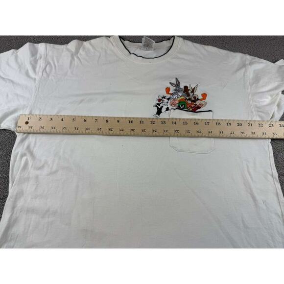 VTG Warner Bros Studio Store T Shirt XL 1999 Embroidered Looney Tunes White - Picture 9 of 12